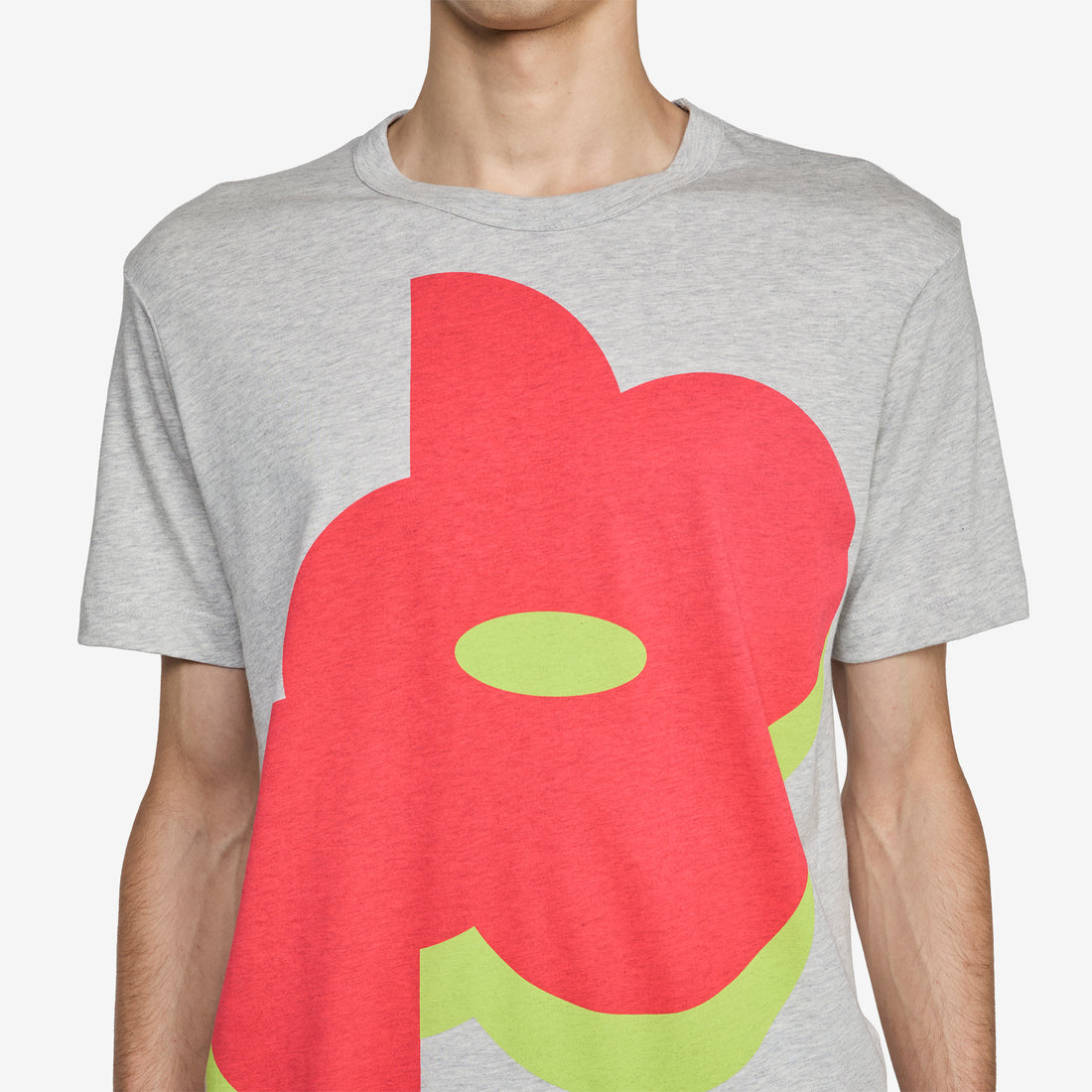 Printed Cotton Jersey T-Shirt Top Grey Tees