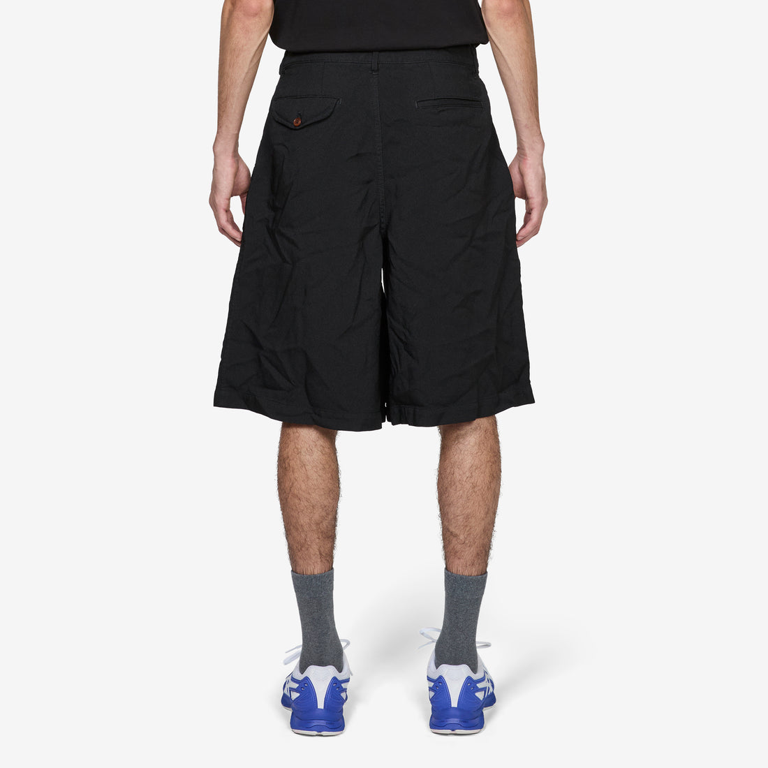 Pleated Wide Leg Shorts Black Shorts