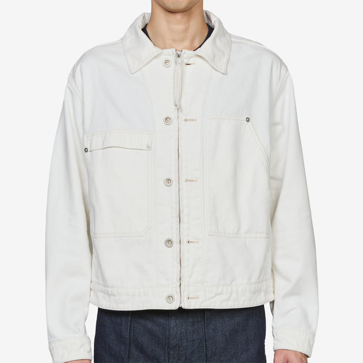 Bull Denim Zip Jacket Gauze White