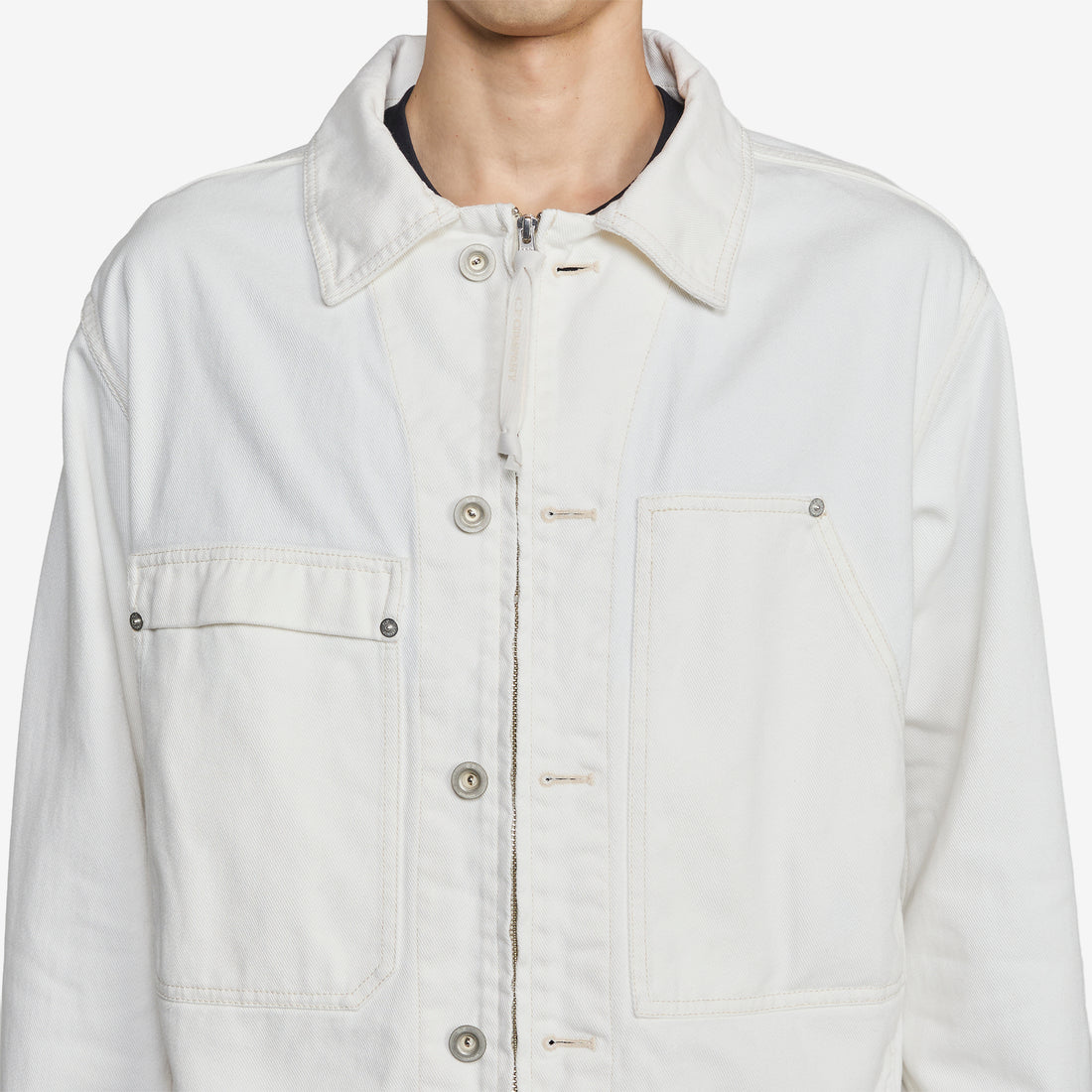 Bull Denim Zip Jacket Gauze White Jackets