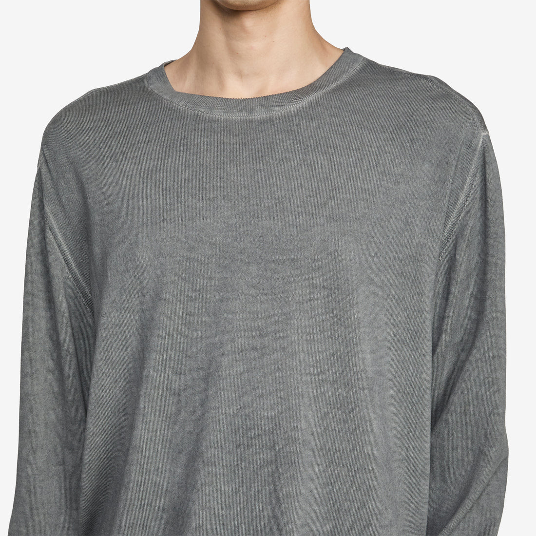 Cotton Crepe Double Dyed Crewneck Sweater Gunmetal Jumpers