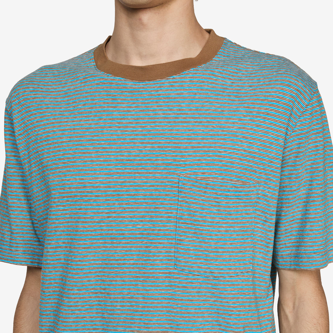 Pocket T-Shirt Multi Stripe 3 Sax Tees