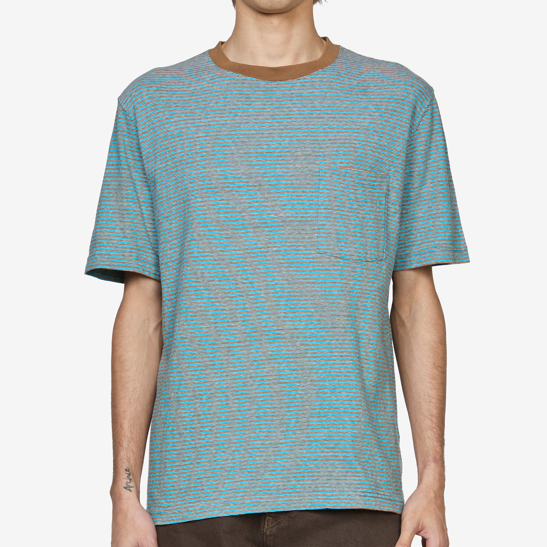 Pocket T-Shirt Multi Stripe 3 Sax Tees