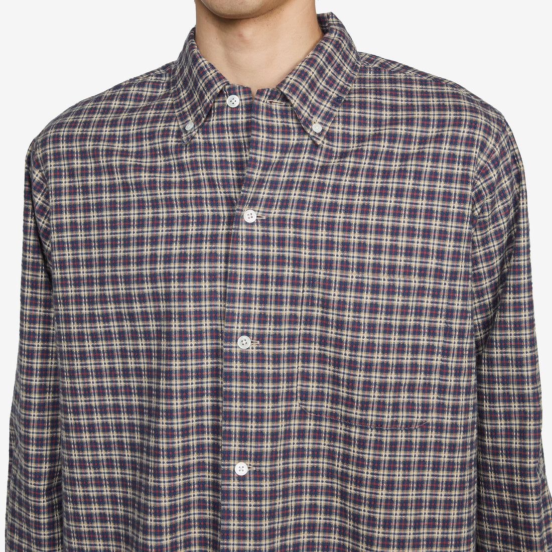 Open B.D. Indigo Dobby Plaid Shirt Blue Shirts
