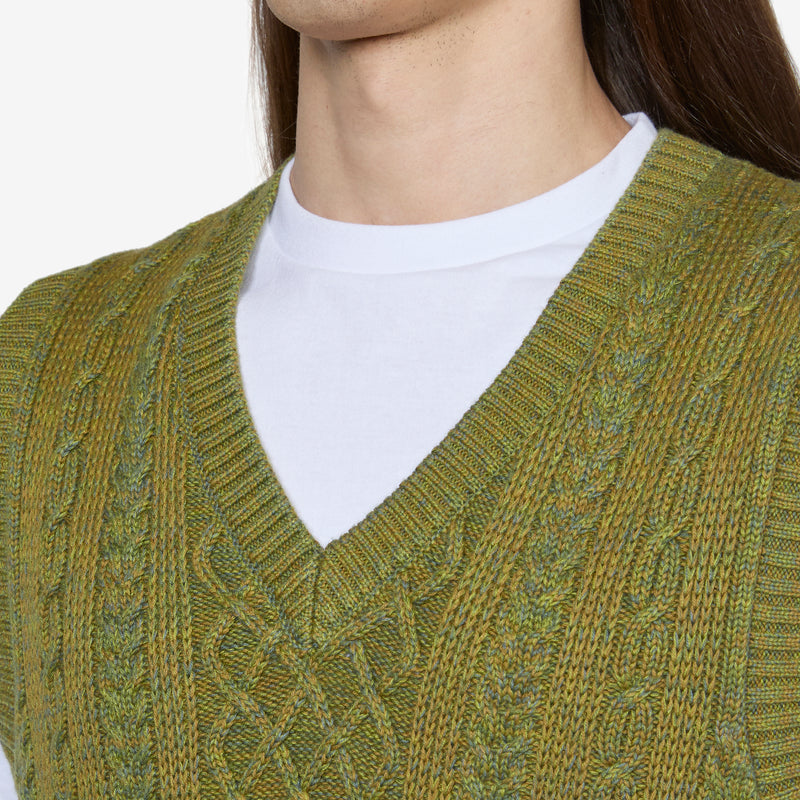 Alan Pattern Vest Cotton Wool Green Jumpers