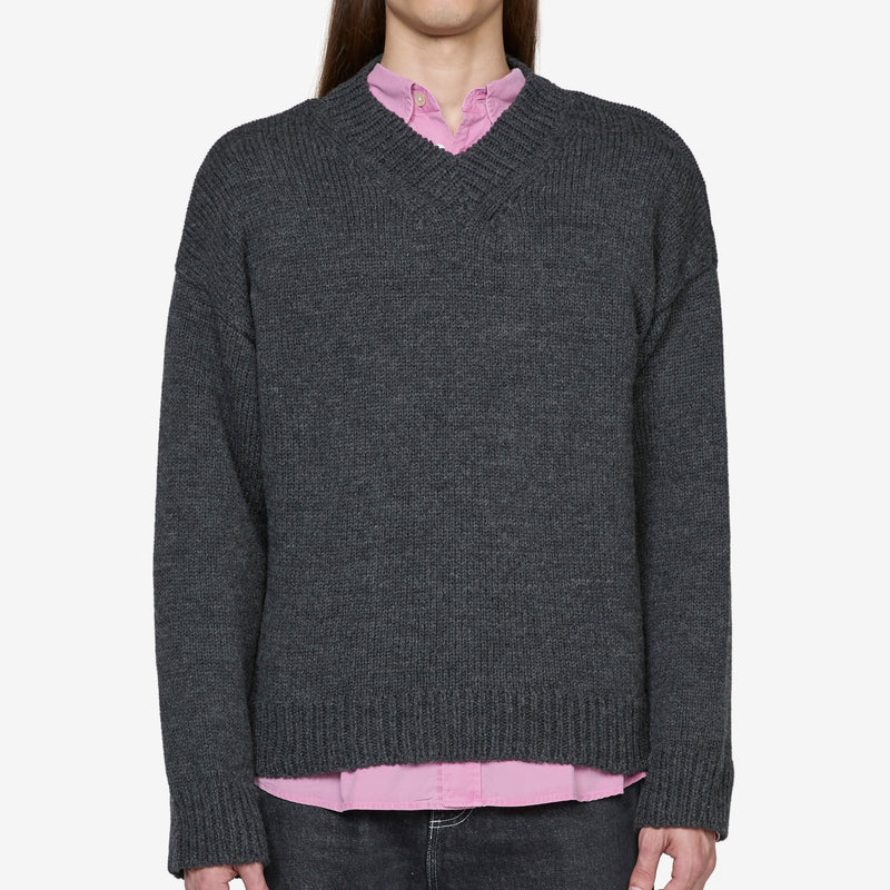 Sonar V-Neck Ash Melange Stately Wool Jumpers