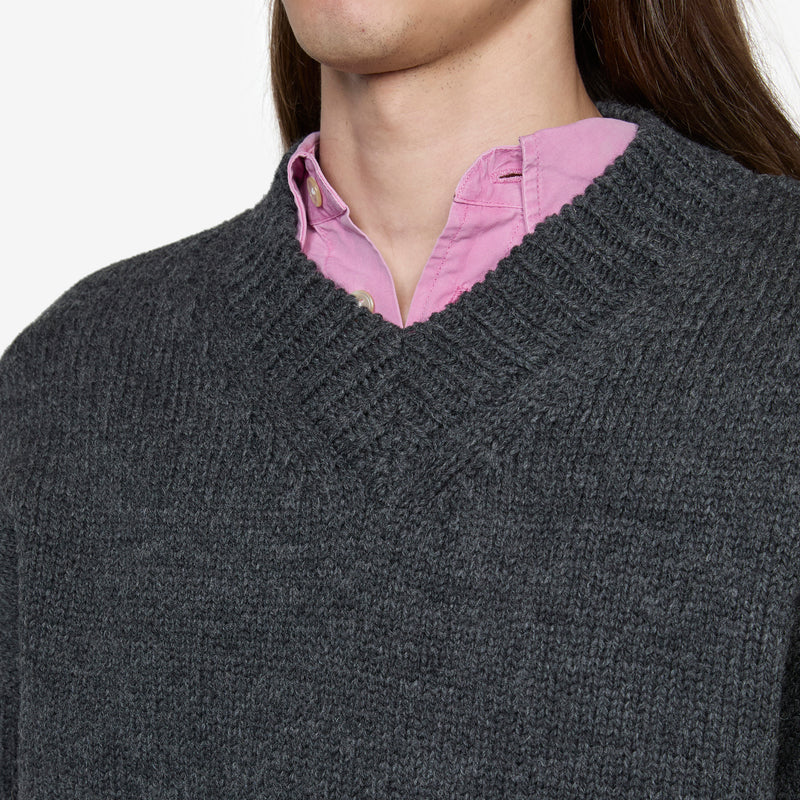 Sonar V-Neck Ash Melange Stately Wool Jumpers