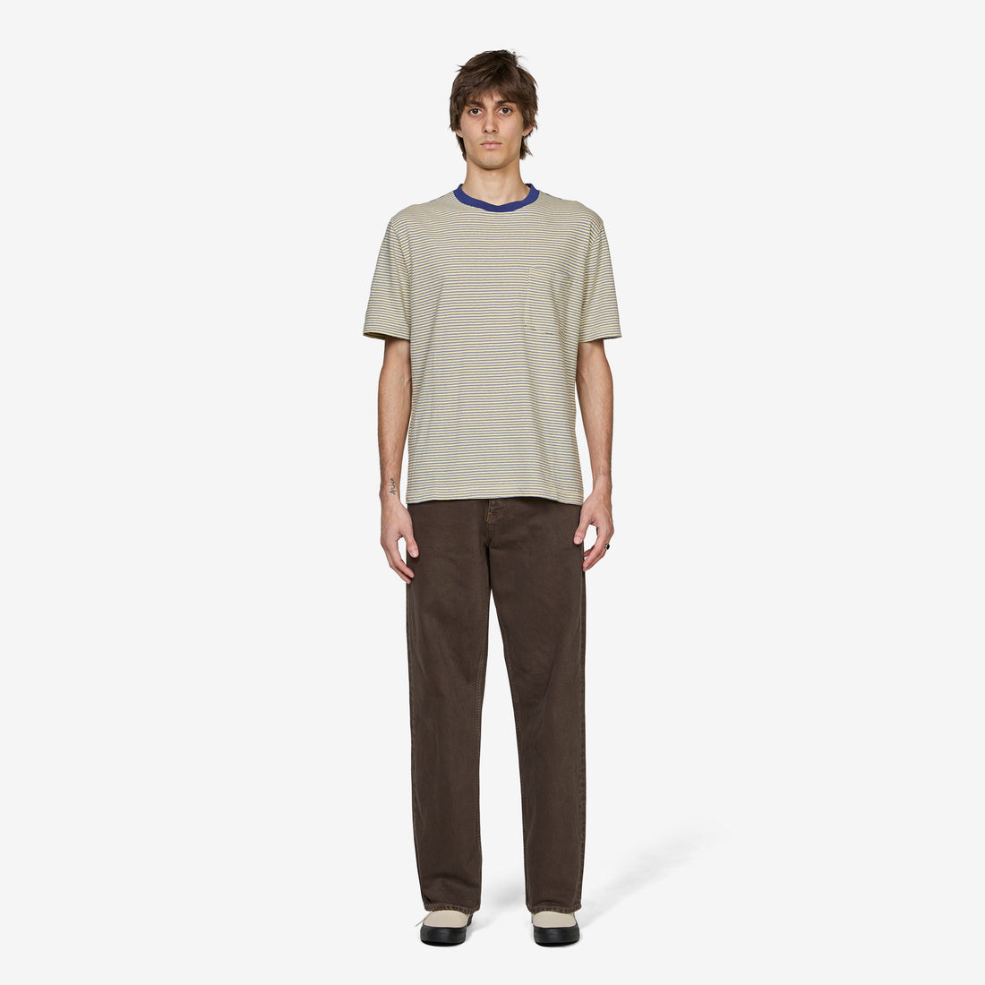 Pocket T-Shirt Multi Stripe 3 Yellow Tees