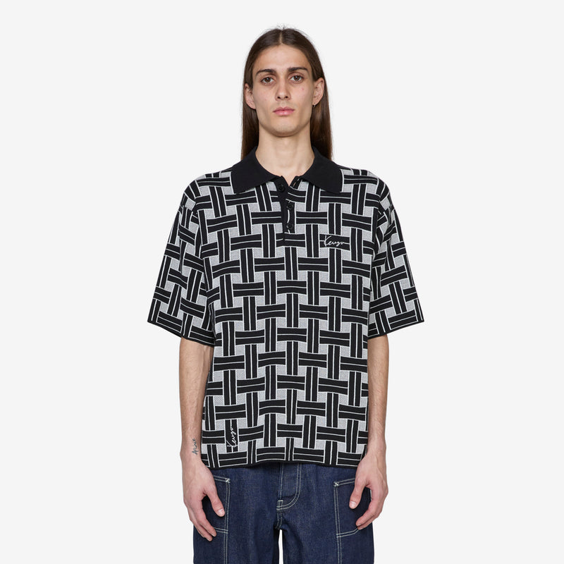 'KENZO Weave' Embroidered Polo Black Shirts