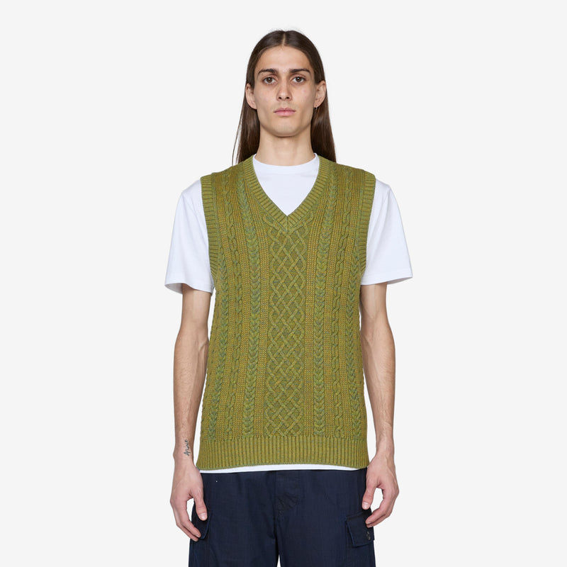 Alan Pattern Vest Cotton Wool Green Jumpers