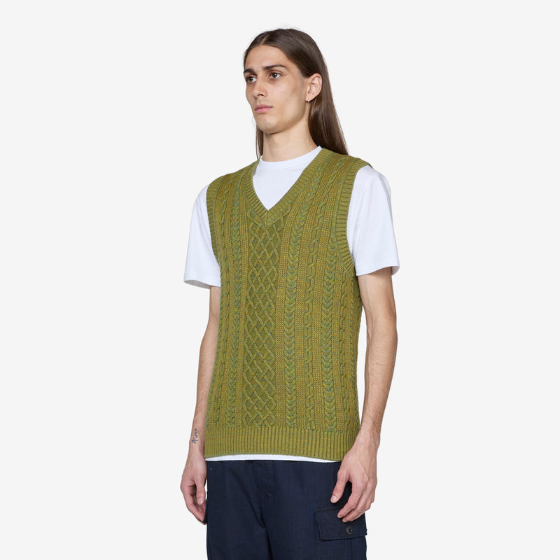 Alan Pattern Vest Cotton Wool Green Jumpers