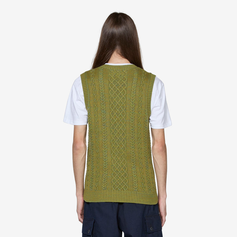 Alan Pattern Vest Cotton Wool Green Jumpers