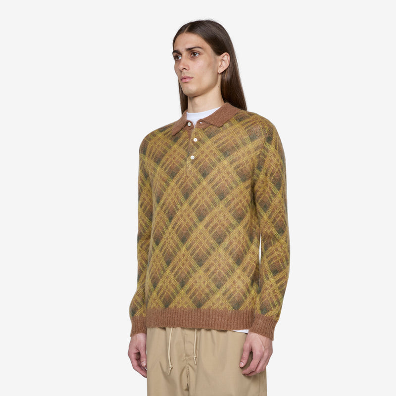Knit Polo Stripe Brown Jumpers