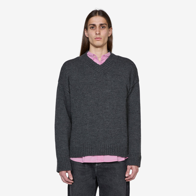 Sonar V-Neck Ash Melange Stately Wool Jumpers