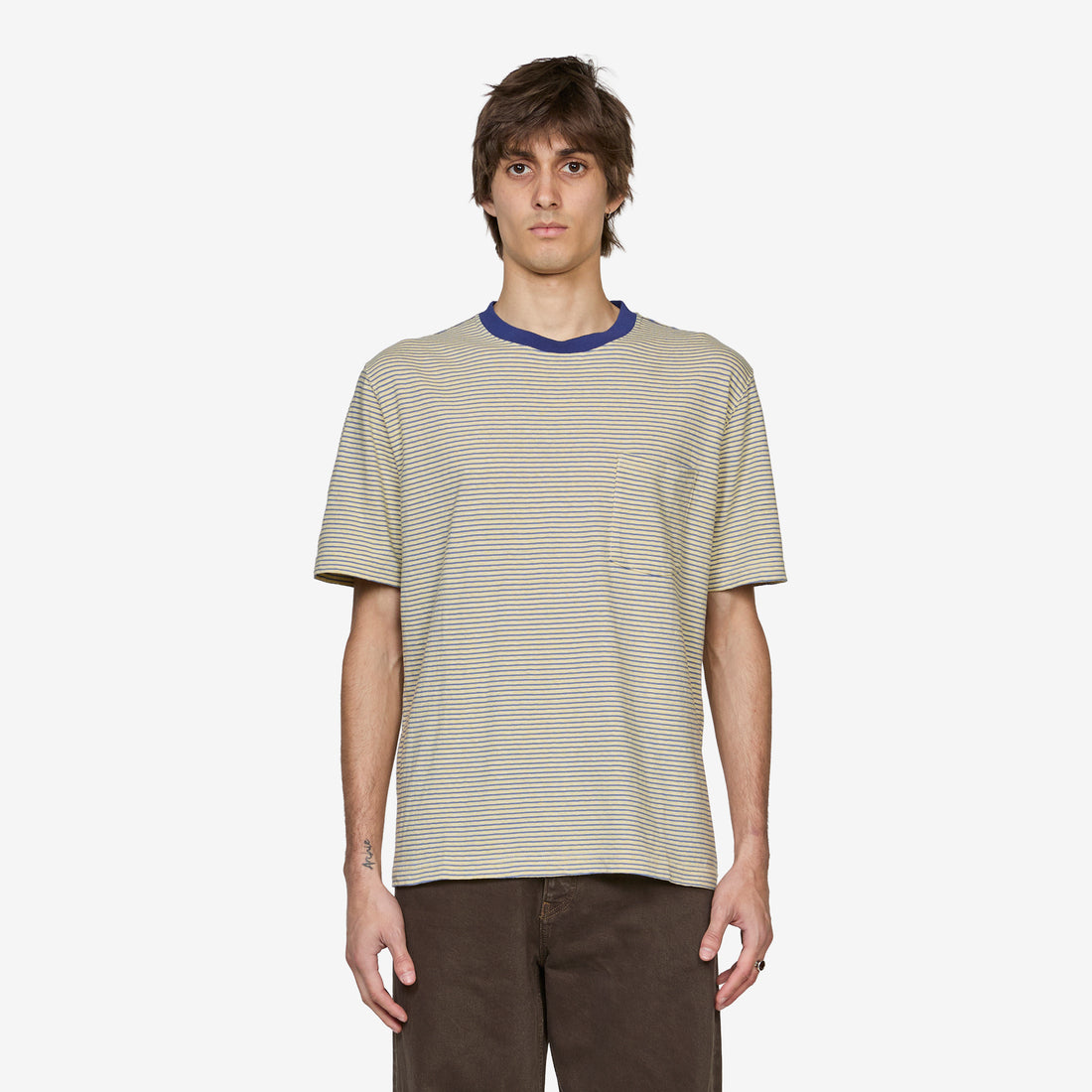 Pocket T-Shirt Multi Stripe 3 Yellow Tees