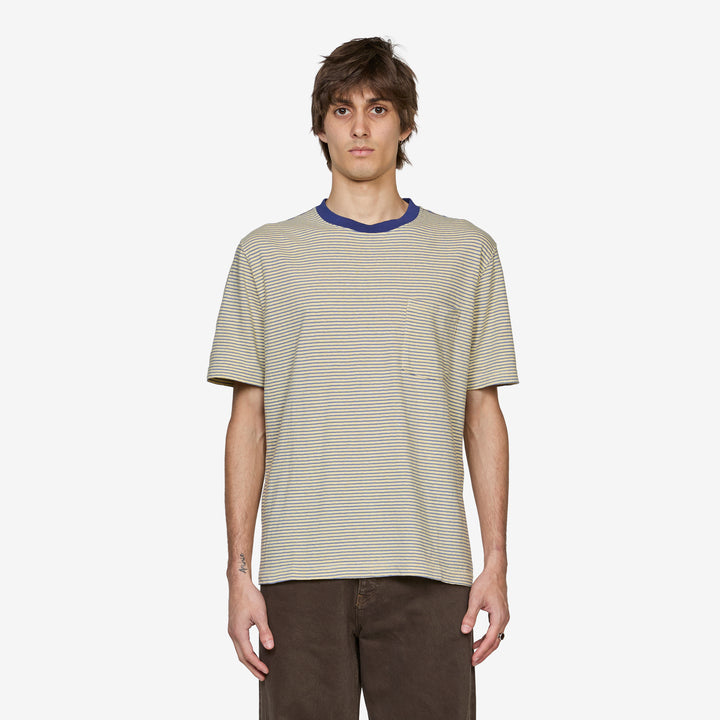 Pocket T-Shirt Multi Stripe 3 Yellow Front