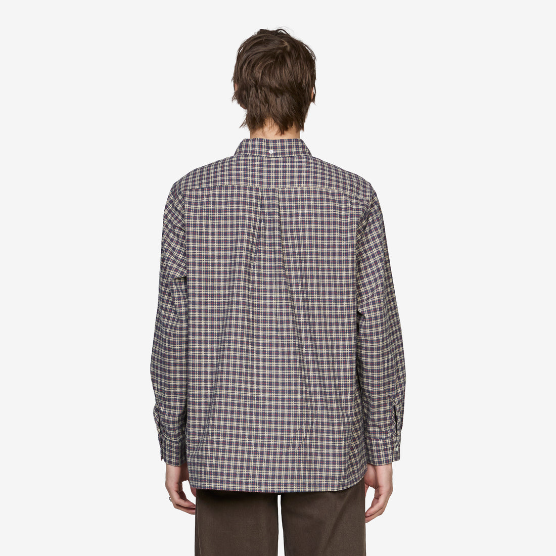 Open B.D. Indigo Dobby Plaid Shirt Blue Shirts