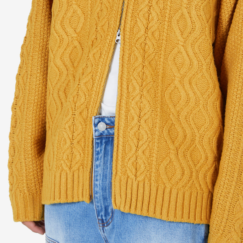 Santiago Fisherman Cardigan Mustard Jumpers