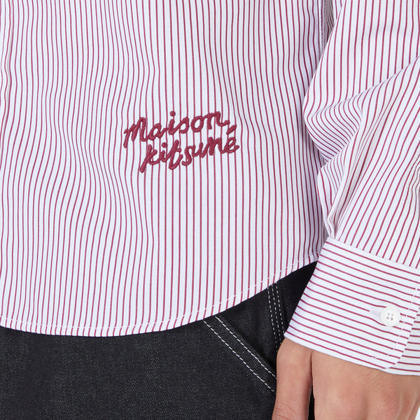 Classic Shirt in Striped Cotton with Logo Handwriting White | Red Stripes