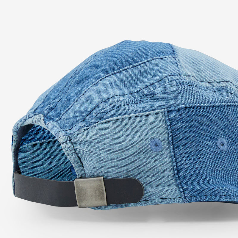 Washed Denim Patchwork Cap Washed Blue