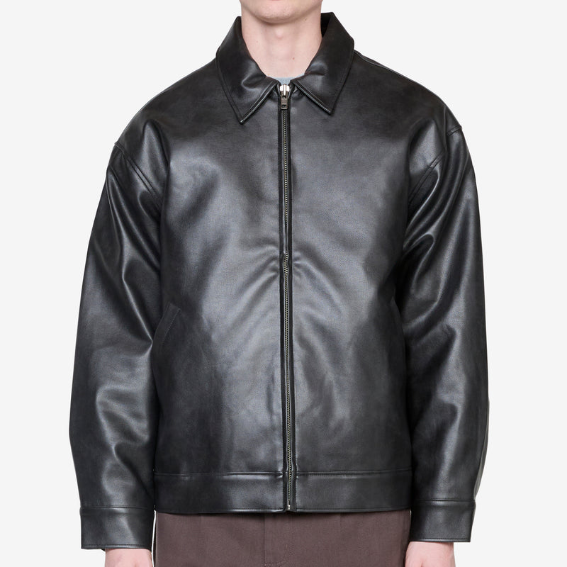 Faux Leather Jacket Jet Black Jackets