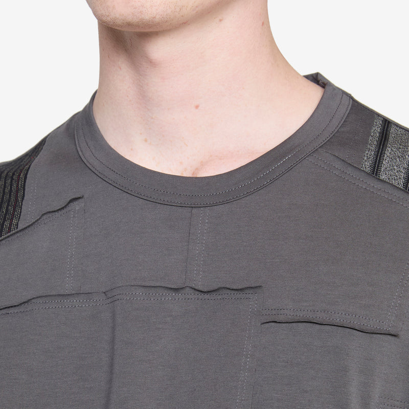 Multi Fabric Patchwork T-Shirt Grey Mix Tees
