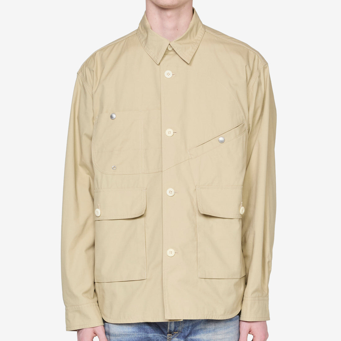 Multi-Pocket Over Shirt Beige Jackets