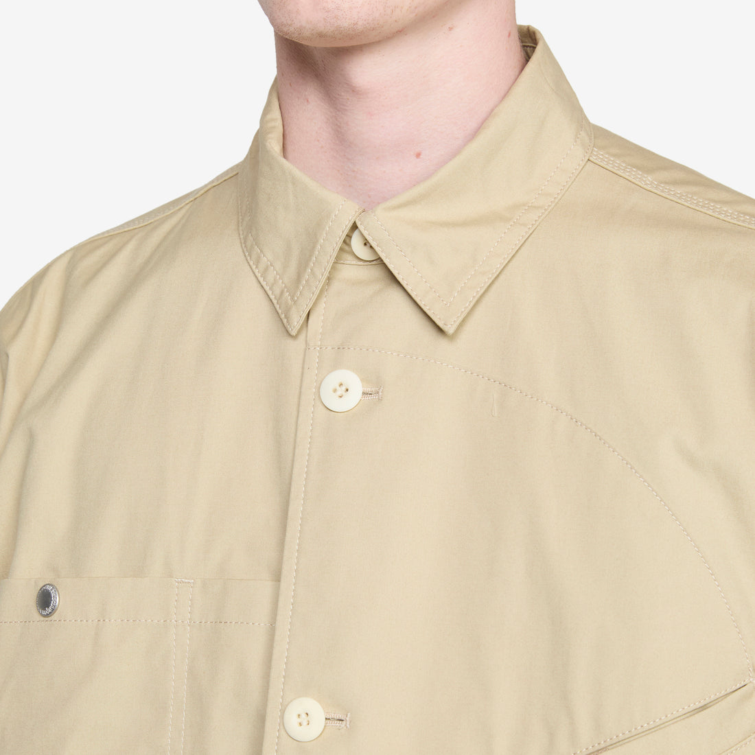 Multi-Pocket Over Shirt Beige Jackets
