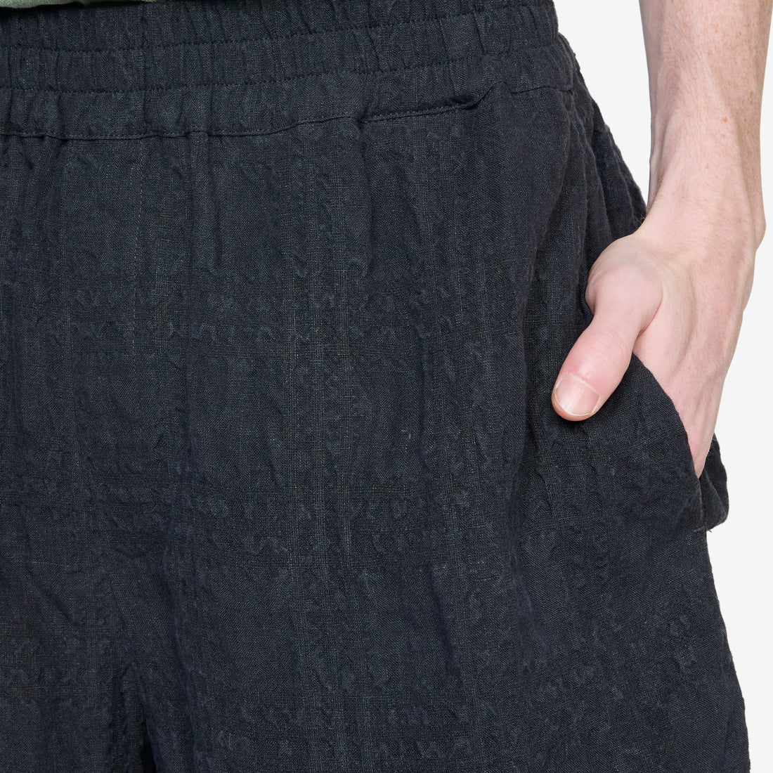 Saleh Shorts Faded Black Seercheck Shorts