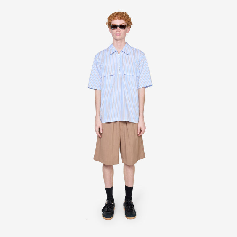Navin Zip Shirt Sky Stripe Shirts