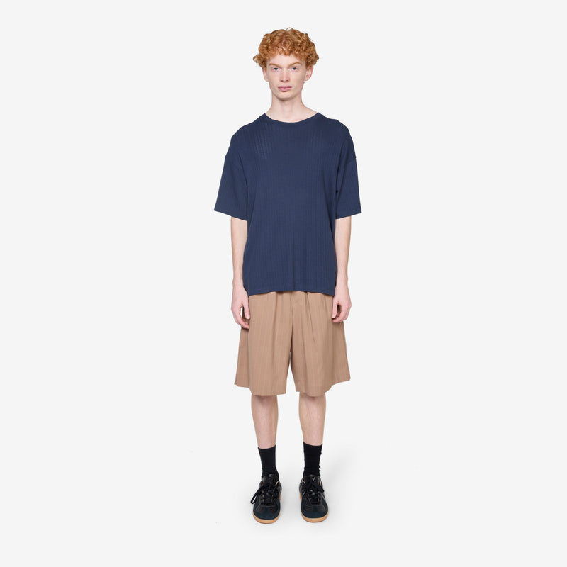 Saleh Shorts Camel Pinstripe Shorts