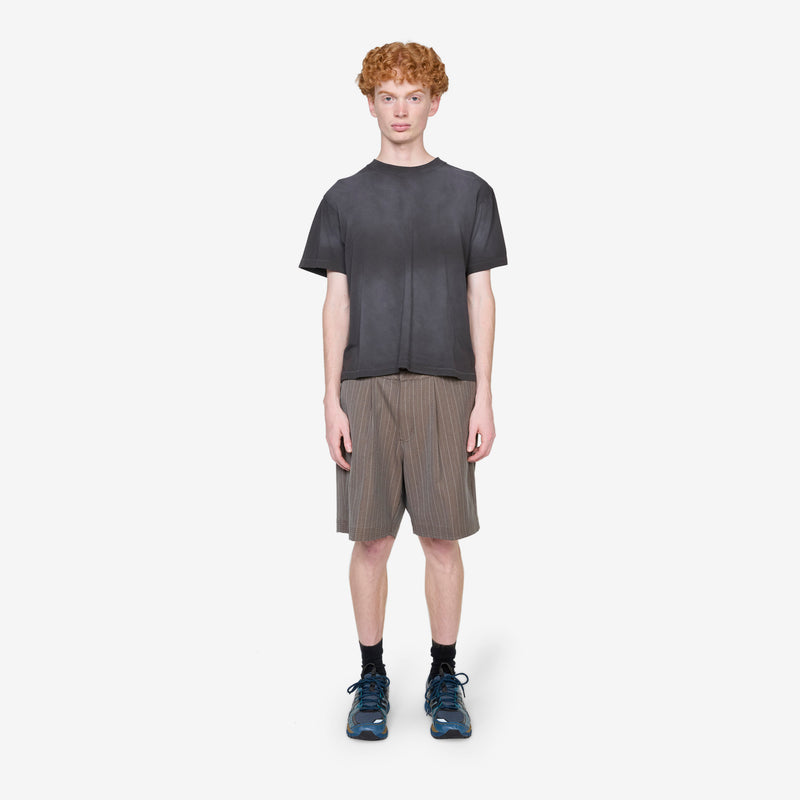 Pleated Suit Short Chocolate Pinstripe Shorts