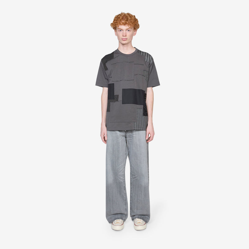 Multi Fabric Patchwork T-Shirt Grey Mix Tees