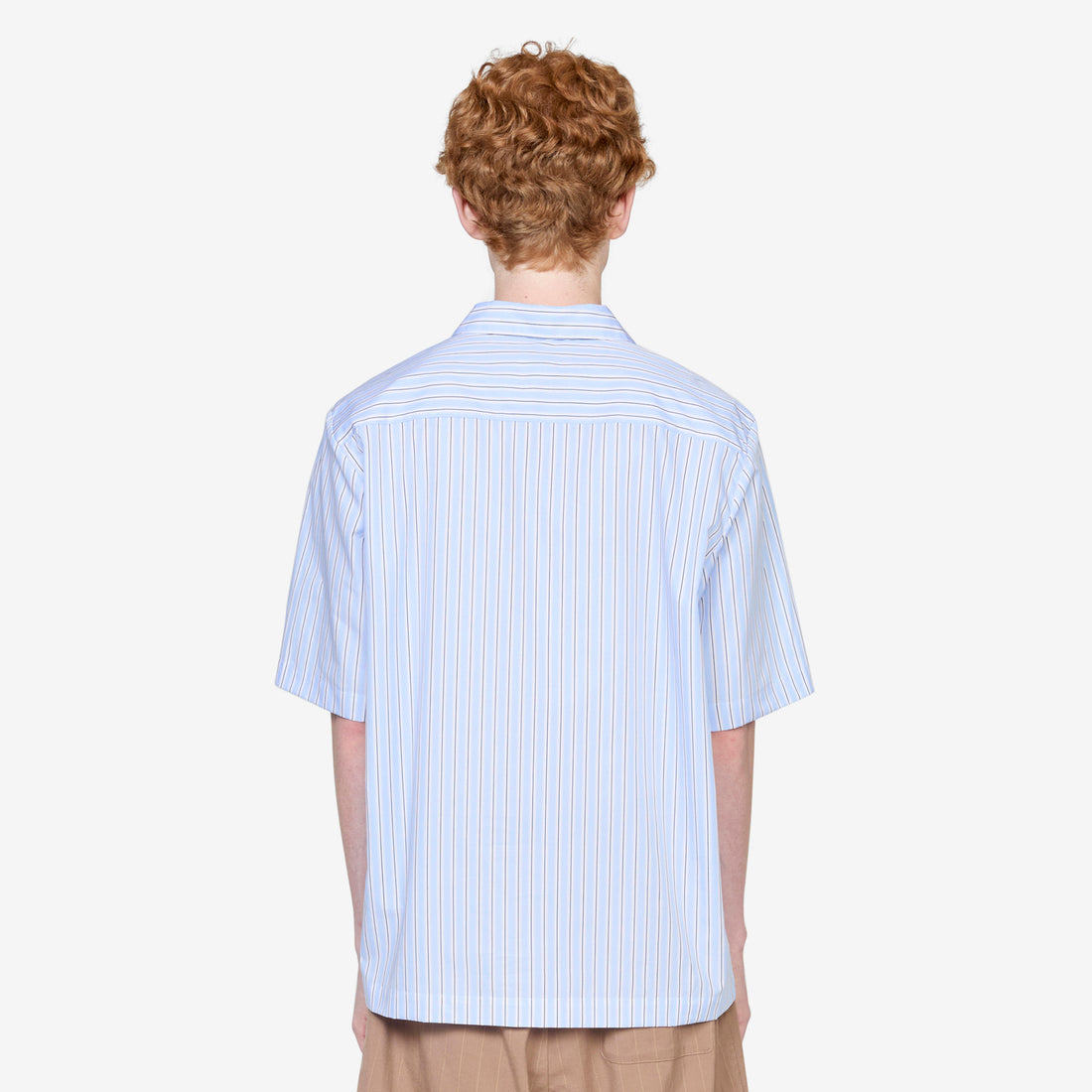 Navin Zip Shirt Sky Stripe Shirts