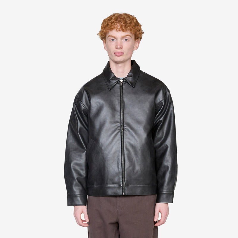 Faux Leather Jacket Jet Black Jackets