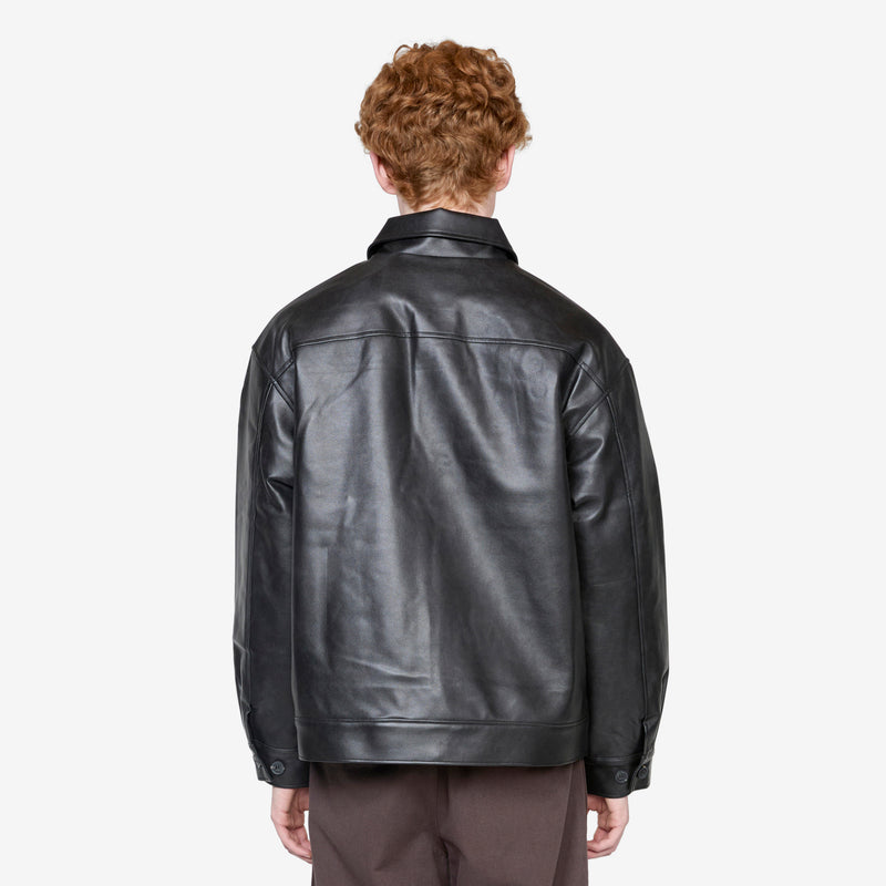 Faux Leather Jacket Jet Black Jackets
