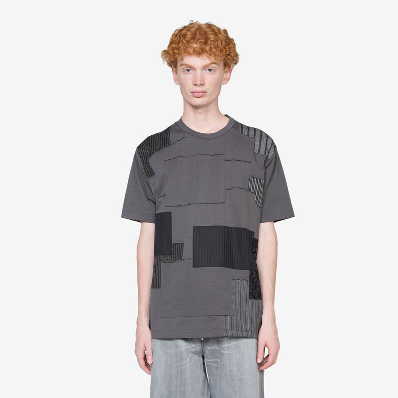 Multi Fabric Patchwork T-Shirt Grey Mix Tees