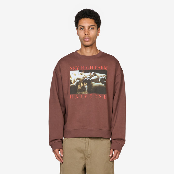SHF Universe Sheep Crewneck Brown Front