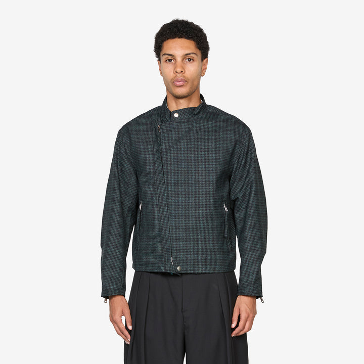 Riders Jacket Neon Plaid Black | Turquoise Front