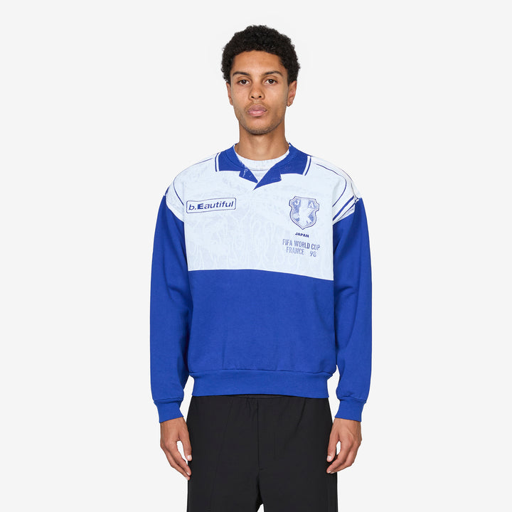 Soccer Jersey 1 Crewneck Sweatshirt Cobalt Blue Front