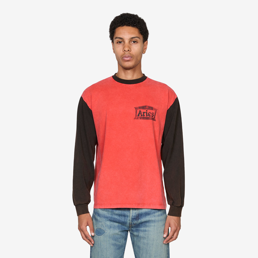 Aged Colour Block Ancient Temple Longsleeve T-Shirt Multi Tees