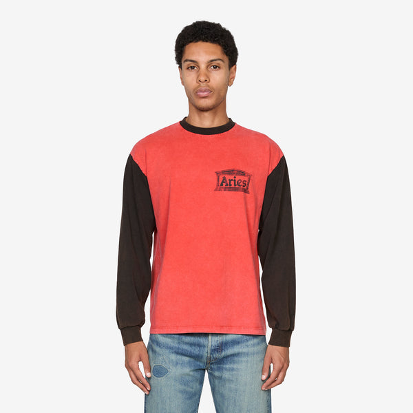 Aged Colour Block Ancient Temple Longsleeve T-Shirt Multi Tees