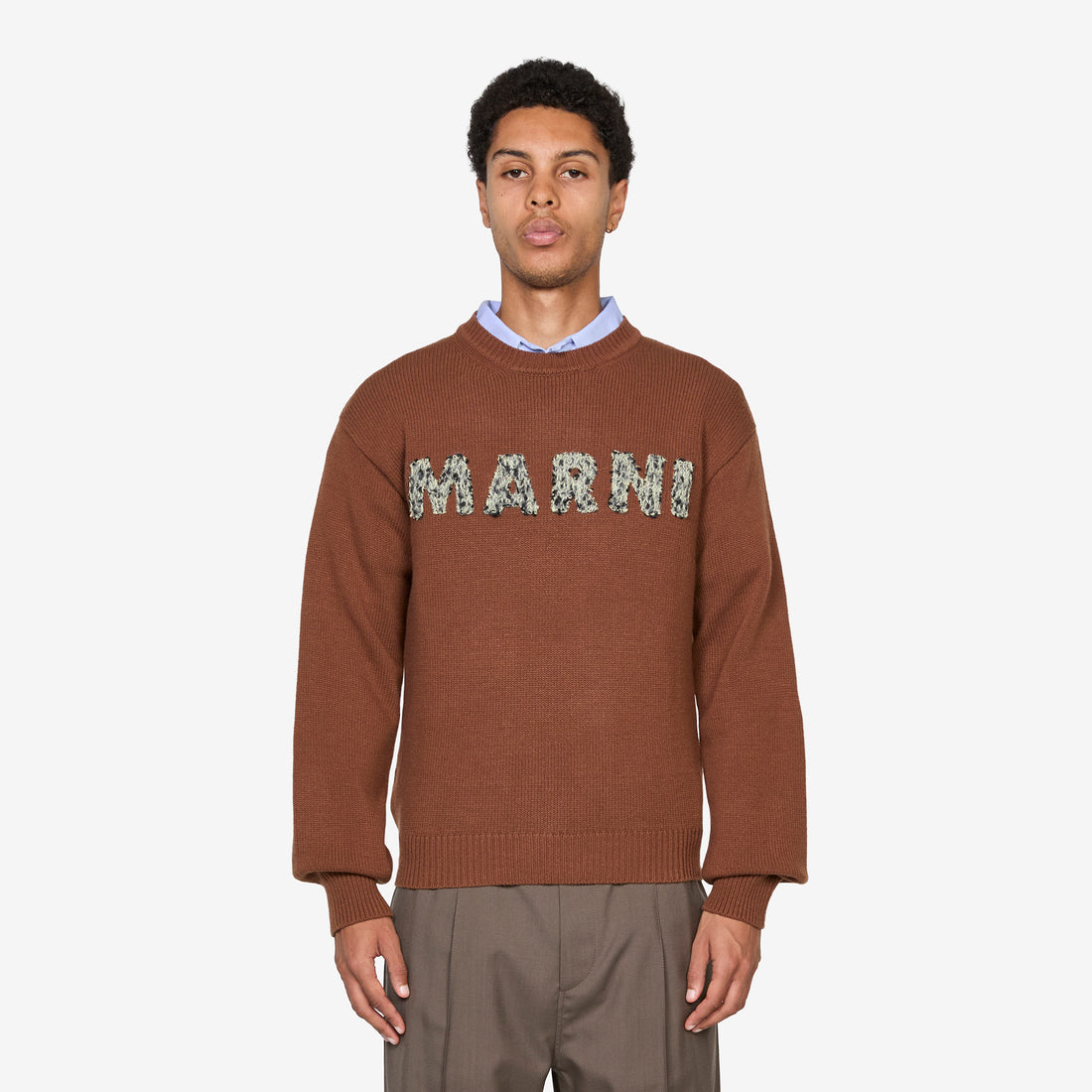 Laser-Cut Logo Wool Sweater Maroon Jumpers