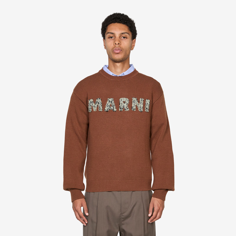 Laser-Cut Logo Wool Sweater Maroon Jumpers