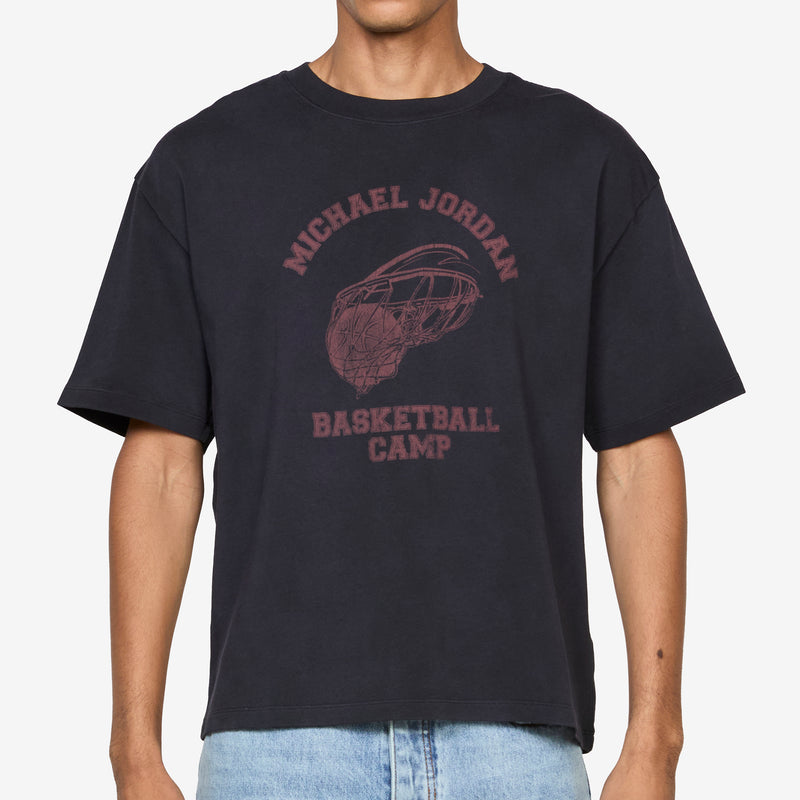 M J Camp Crop Tee Black | Varsity Red Tees