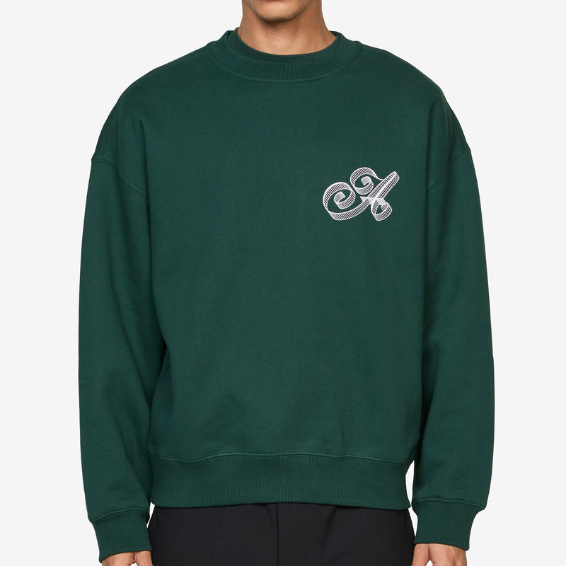 Script Crew Neck Green Jumpers