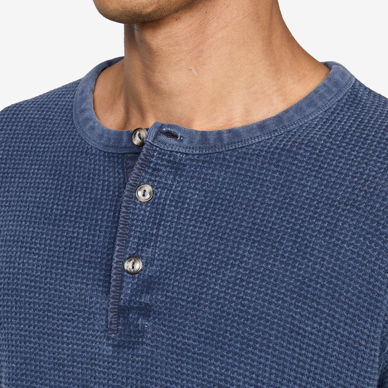 Waffle Henley Navy Tees
