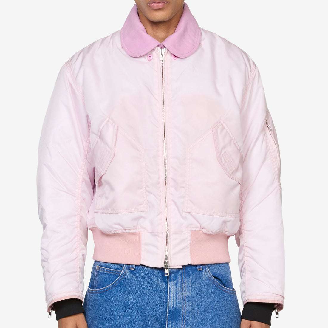 Moleskin Collar Bomber Pastel Pink Jackets