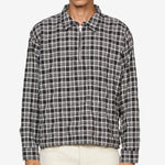Quarter Zip Shirt Coffee Textured Plaid