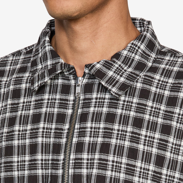 Quarter Zip Shirt Coffee Textured Plaid Shirts